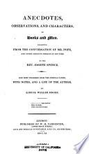 Anecdotes, Observations, and Characters, of Books and Men by Joseph Spence book cover