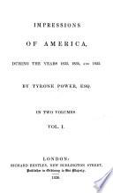 Impressions of America During the Years 1833, 1834, and 1835 by Tyrone Power book cover